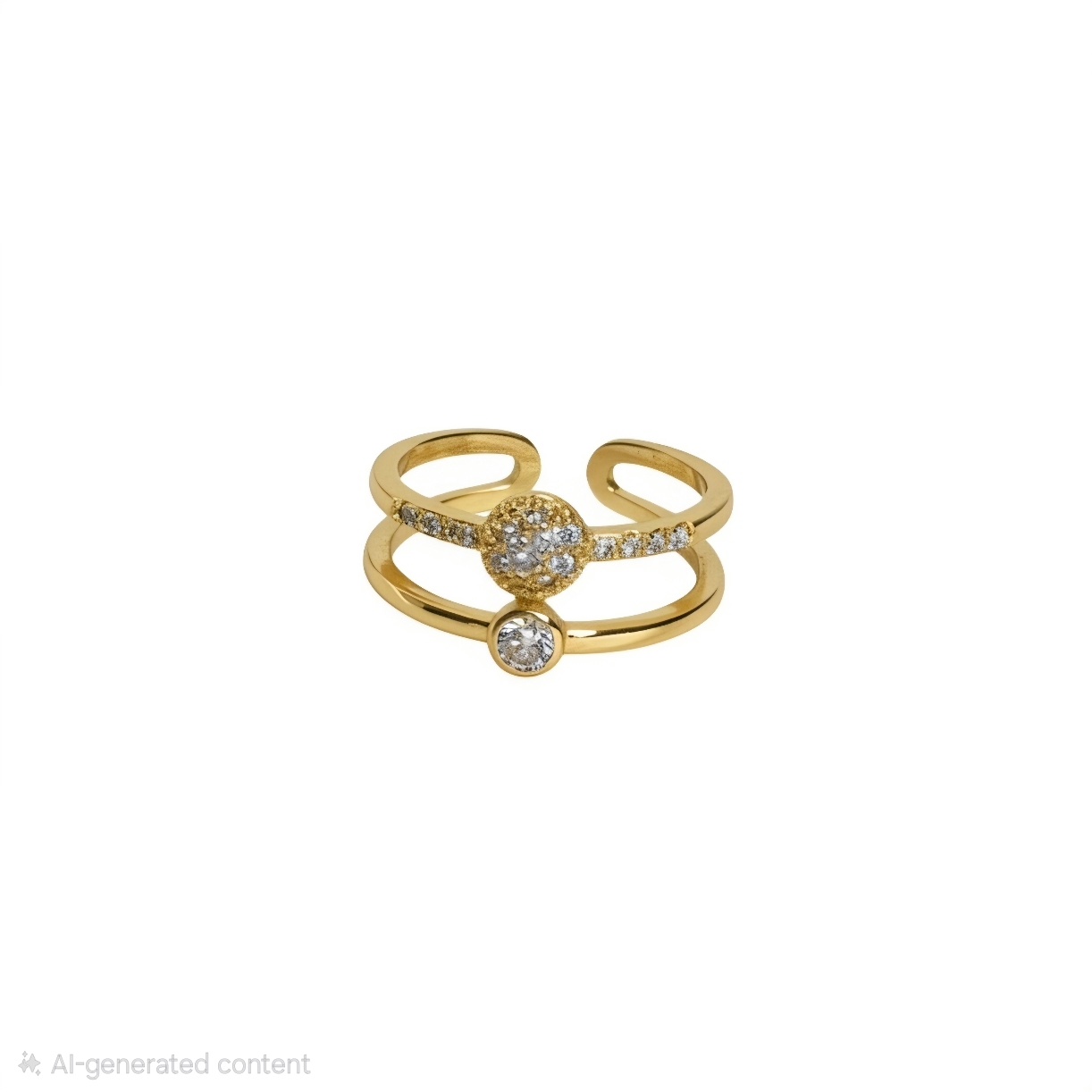 Double Band Crystal Adjustable Ring